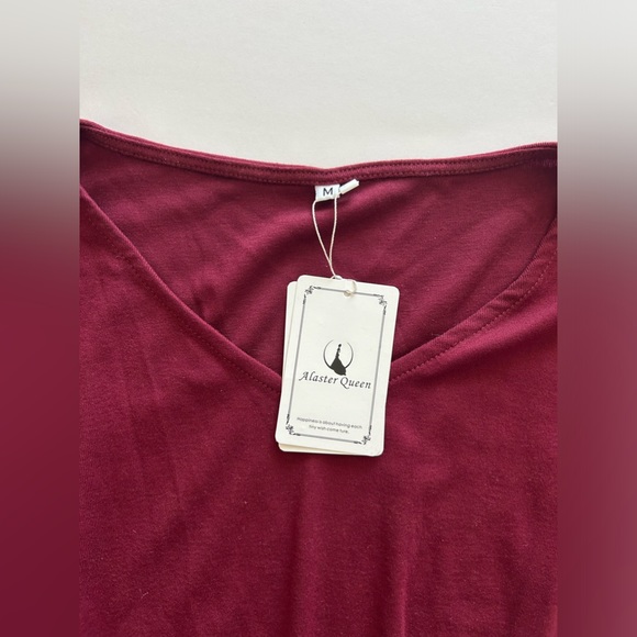 Alaster Queen Cotton Long Sleeve Mini Dress Burgundy size Medium - Picture 4 of 8